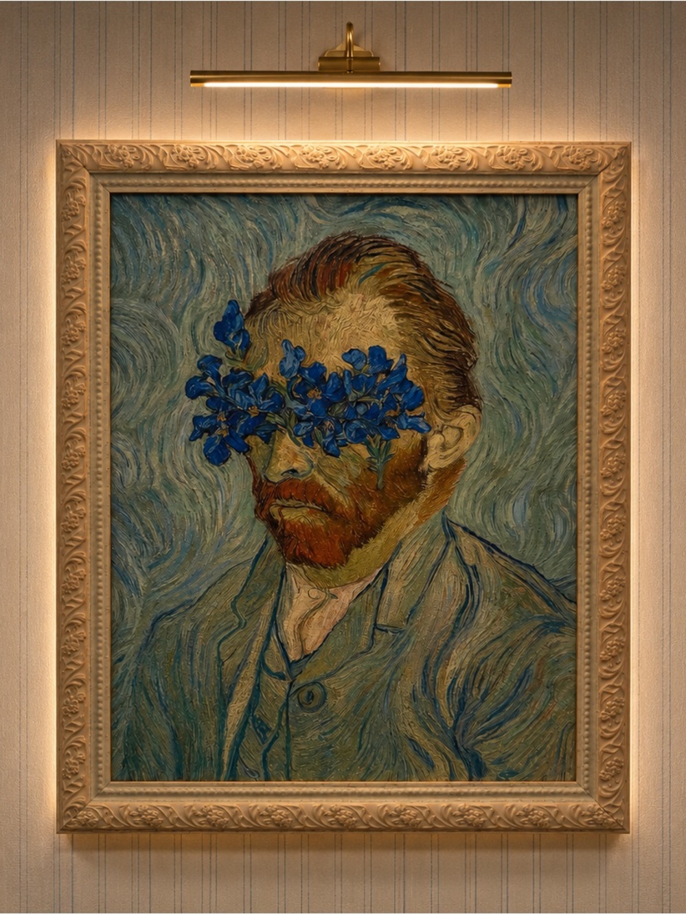 14x11” Van Gogh portrait surreal with Iris